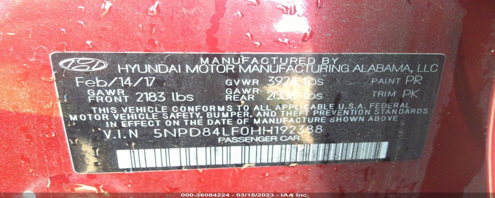 5NPD84LF0HH192388 2017 HYUNDAI ELANTRA photo no. 9