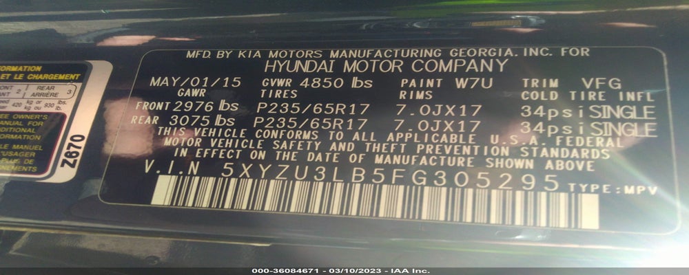 5XYZU3LB5FG305295 2015 HYUNDAI SANTA FE SPORT photo no. 9