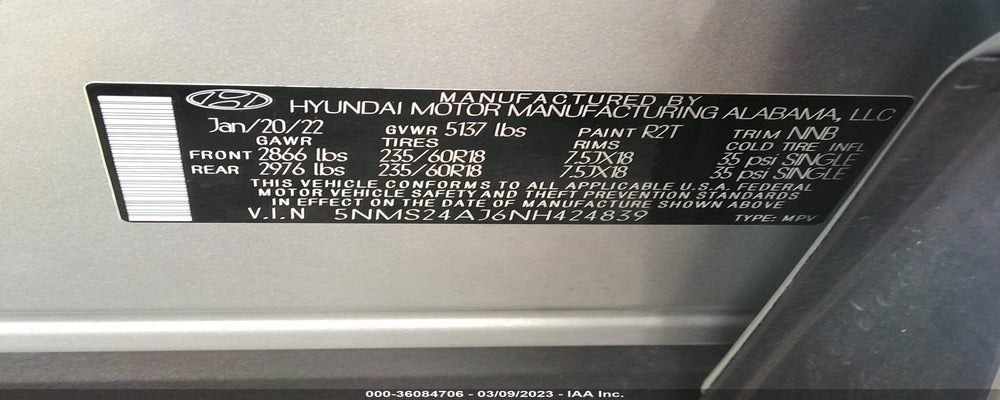 5NMS24AJ6NH424839 2022 HYUNDAI SANTA FE photo no. 9