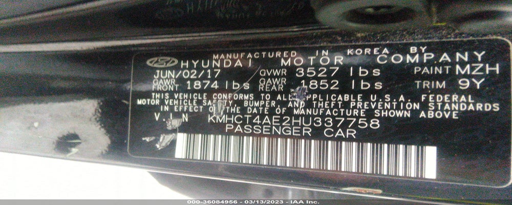 KMHCT4AE2HU337758 2017 HYUNDAI ACCENT photo no. 9