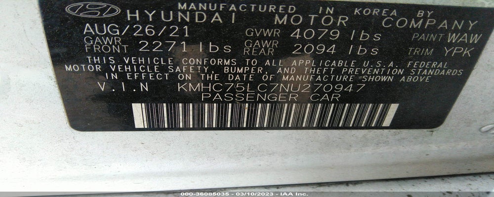 KMHC75LC7NU270947 2022 HYUNDAI IONIQ HYBRID photo no. 9