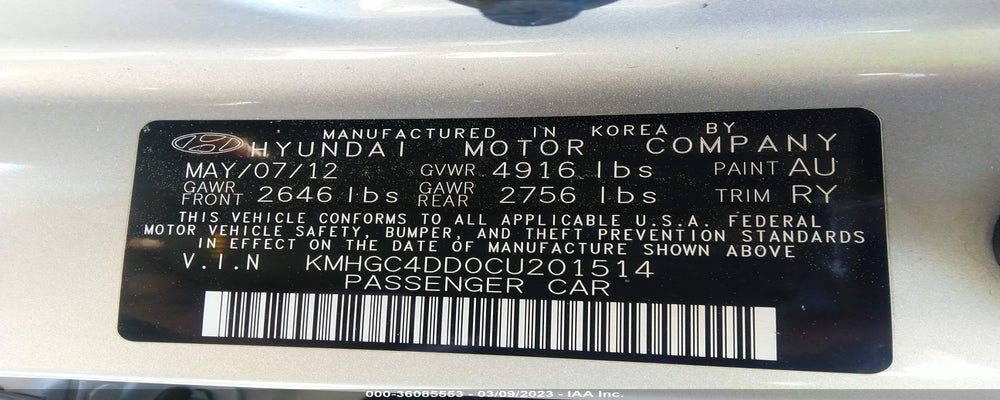 KMHGC4DD0CU201514 2012 HYUNDAI GENESIS photo no. 9