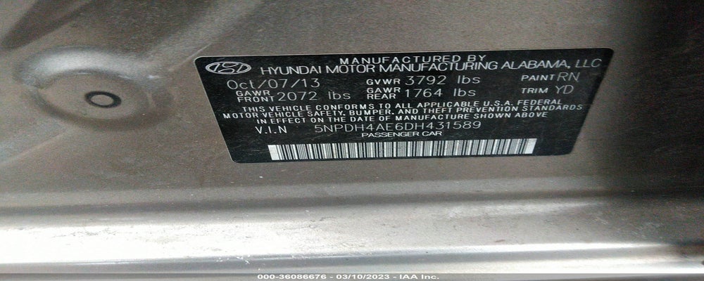 5NPDH4AE6DH431589 2013 HYUNDAI ELANTRA photo no. 9
