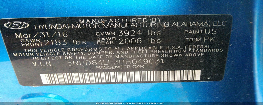 5NPD84LF3HH049631 2017 HYUNDAI ELANTRA photo no. 9