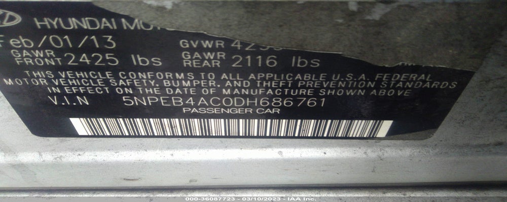 5NPEB4AC0DH686761 2013 HYUNDAI SONATA photo no. 9