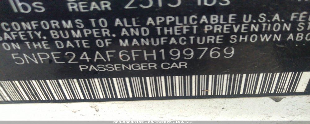 5NPE24AF6FH199769 2015 HYUNDAI SONATA photo no. 9