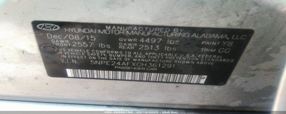 5NPE24AFXGH361291 2016 HYUNDAI SONATA photo no. 9