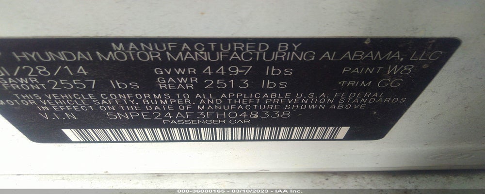 5NPE24AF3FH048338 2015 HYUNDAI SONATA photo no. 9