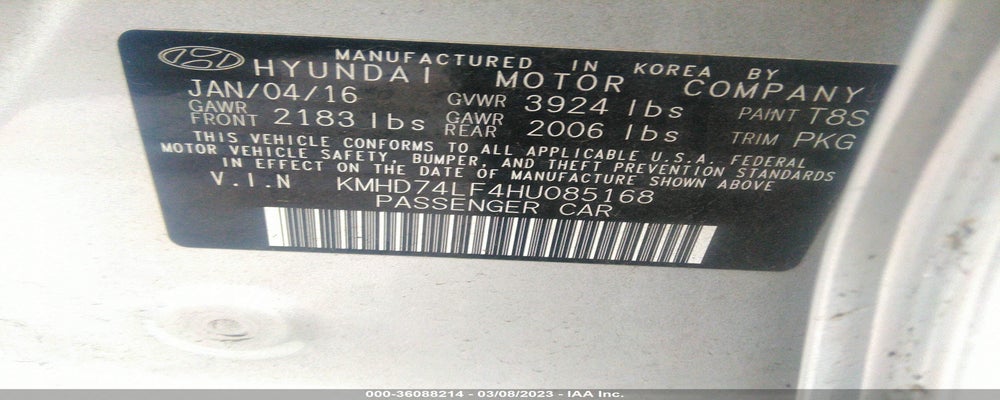KMHD74LF4HU085168 2017 HYUNDAI ELANTRA photo no. 9