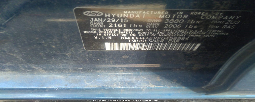 KMHDH4AEXFU456984 2015 HYUNDAI ELANTRA photo no. 9