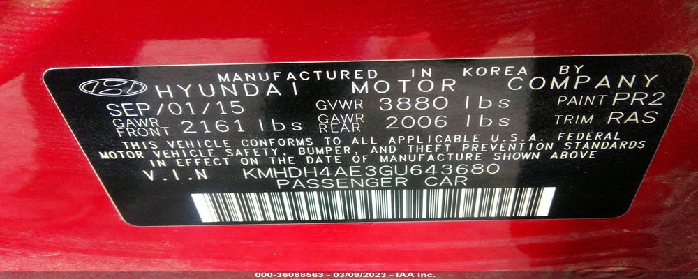 KMHDH4AE3GU643680 2016 HYUNDAI ELANTRA photo no. 9