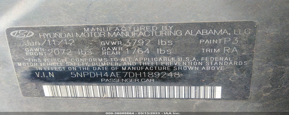 5NPDH4AE7DH189248 2013 HYUNDAI ELANTRA photo no. 9