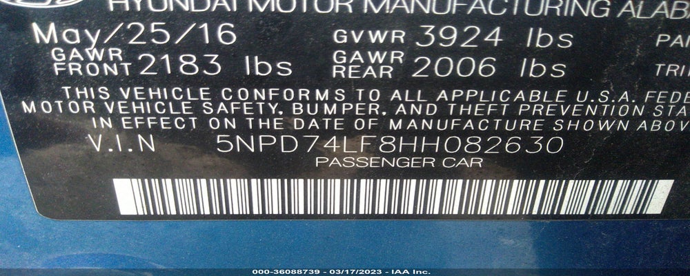 5NPD74LF8HH082630 2017 HYUNDAI ELANTRA photo no. 9