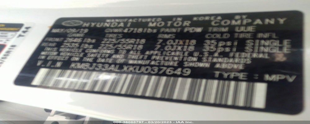 KM8J33ALXKU037649 2019 HYUNDAI TUCSON photo no. 9