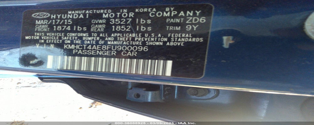 KMHCT4AE8FU900096 2015 HYUNDAI ACCENT photo no. 9