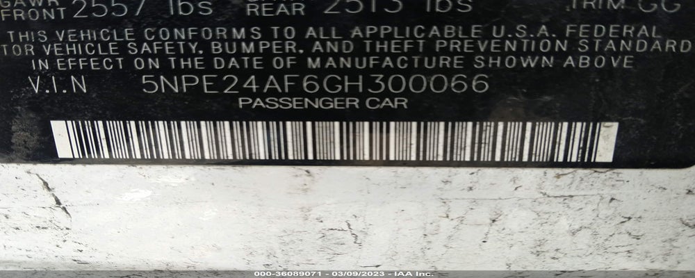 5NPE24AF6GH300066 2016 HYUNDAI SONATA photo no. 9
