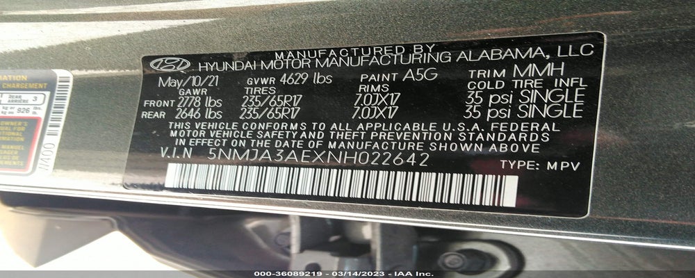 5NMJA3AEXNH022642 2022 HYUNDAI TUCSON photo no. 9
