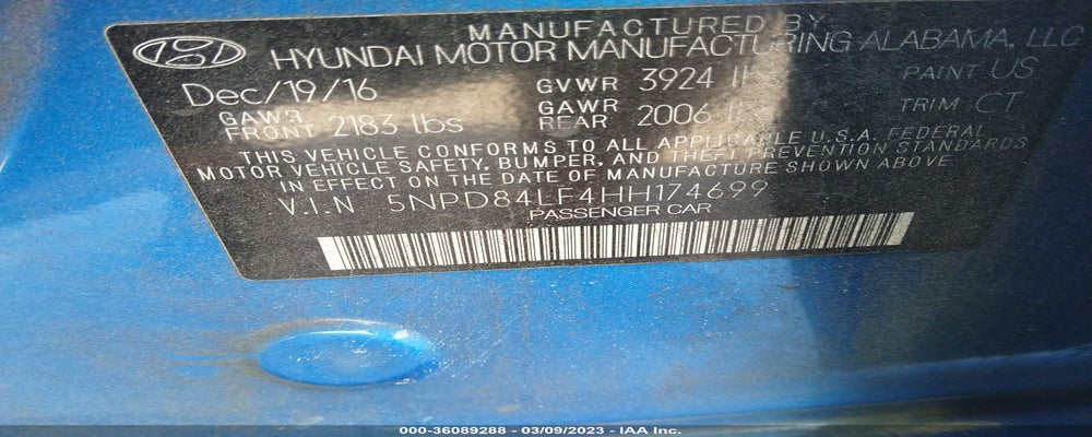5NPD84LF4HH174699 2017 HYUNDAI ELANTRA photo no. 9