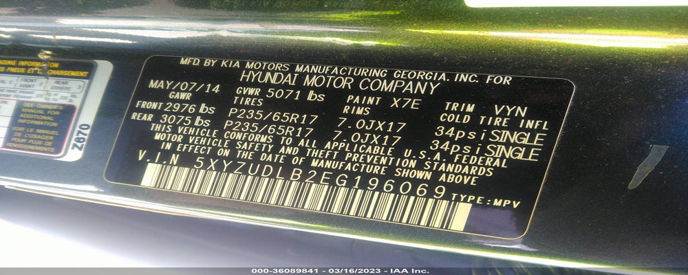 5XYZUDLB2EG196069 2014 HYUNDAI SANTA FE SPORT photo no. 9
