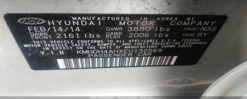 KMHDH4AHXEU132569 2014 HYUNDAI ELANTRA photo no. 9