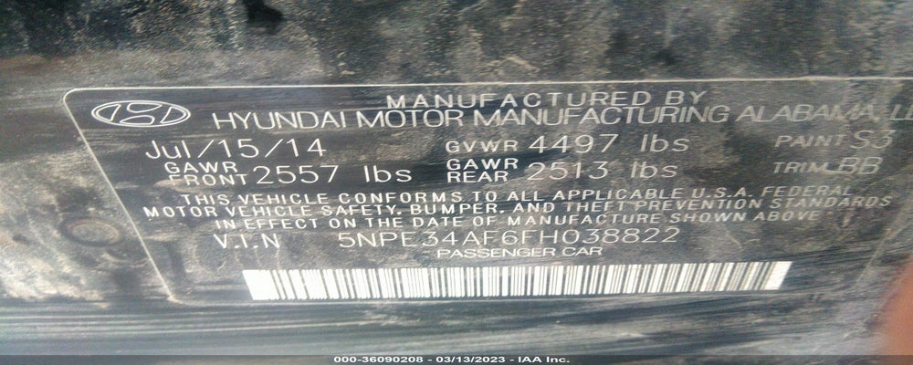 5NPE34AF6FH038822 2015 HYUNDAI SONATA photo no. 9