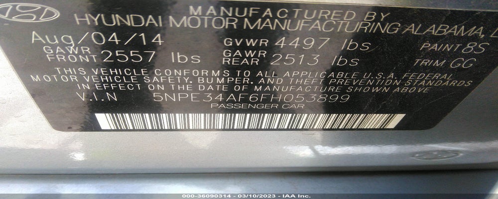 5NPE34AF6FH053899 2015 HYUNDAI SONATA photo no. 9