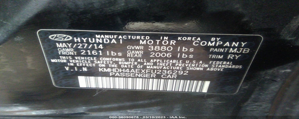 KMHDH4AEXFU236292 2015 HYUNDAI ELANTRA photo no. 9