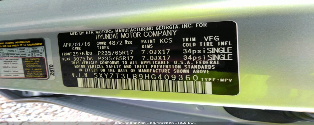 5XYZT3LB9HG409360 2017 HYUNDAI SANTA FE SPORT photo no. 9