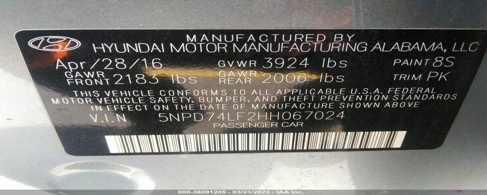 5NPD74LF2HH067024 2017 HYUNDAI ELANTRA photo no. 9