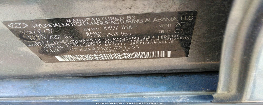 5NPE34AF5KH784365 2019 HYUNDAI SONATA photo no. 9