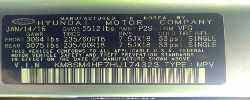 KM8SM4HF7HU174323 2017 HYUNDAI SANTA FE photo no. 9
