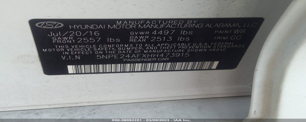 5NPE24AFXHH473915 2017 HYUNDAI SONATA photo no. 9
