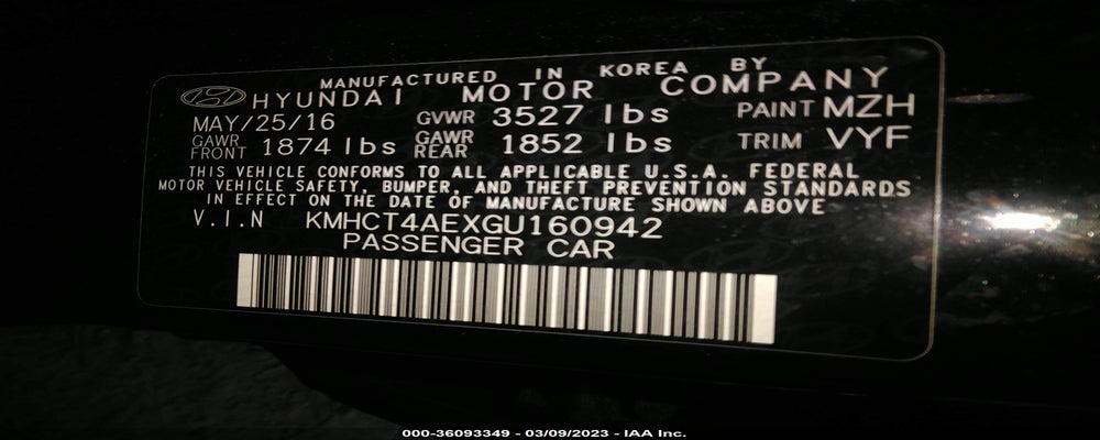 KMHCT4AEXGU160942 2016 HYUNDAI ACCENT photo no. 9