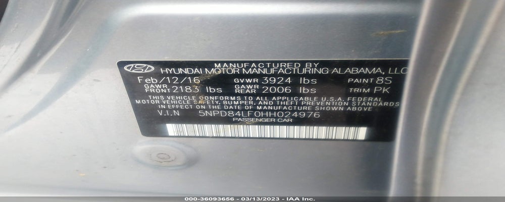 5NPD84LF0HH024976 2017 HYUNDAI ELANTRA photo no. 9