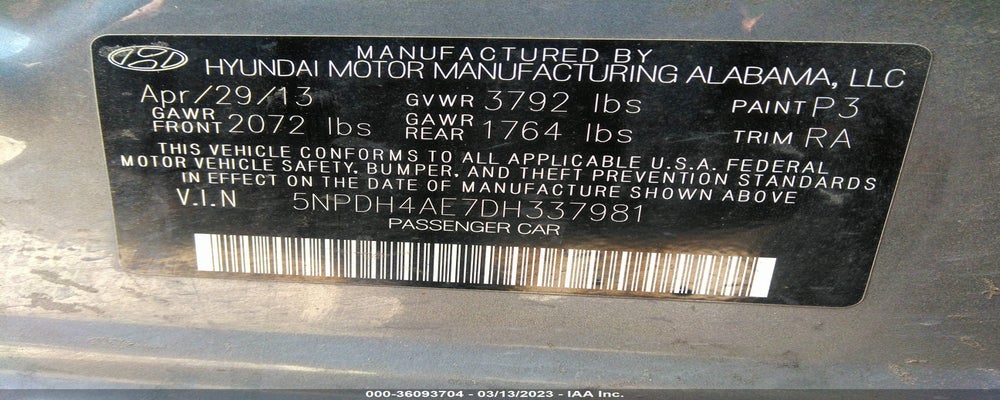 5NPDH4AE7DH337981 2013 HYUNDAI ELANTRA photo no. 9