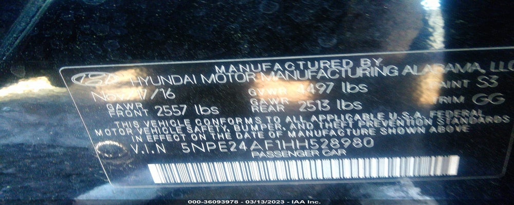 5NPE24AF1HH528980 2017 HYUNDAI SONATA photo no. 9
