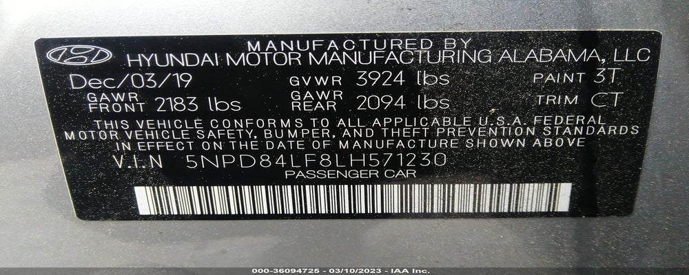 5NPD84LF8LH571230 2020 HYUNDAI ELANTRA photo no. 9