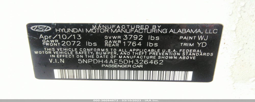 5NPDH4AE5DH326462 2013 HYUNDAI ELANTRA photo no. 9