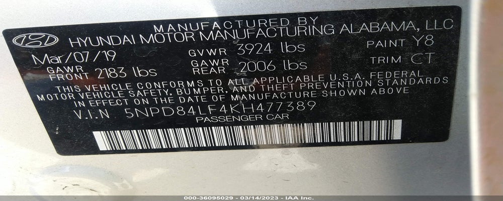 5NPD84LF4KH477389 2019 HYUNDAI ELANTRA photo no. 9
