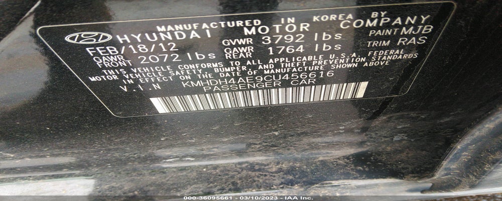 KMHDH4AE9CU456616 2012 HYUNDAI ELANTRA photo no. 9