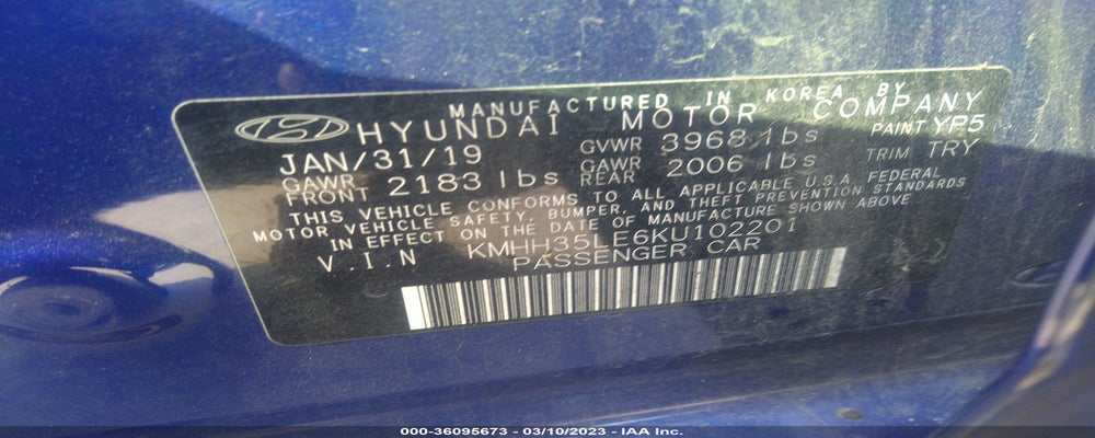 KMHH35LE6KU102201 2019 HYUNDAI ELANTRA GT photo no. 9