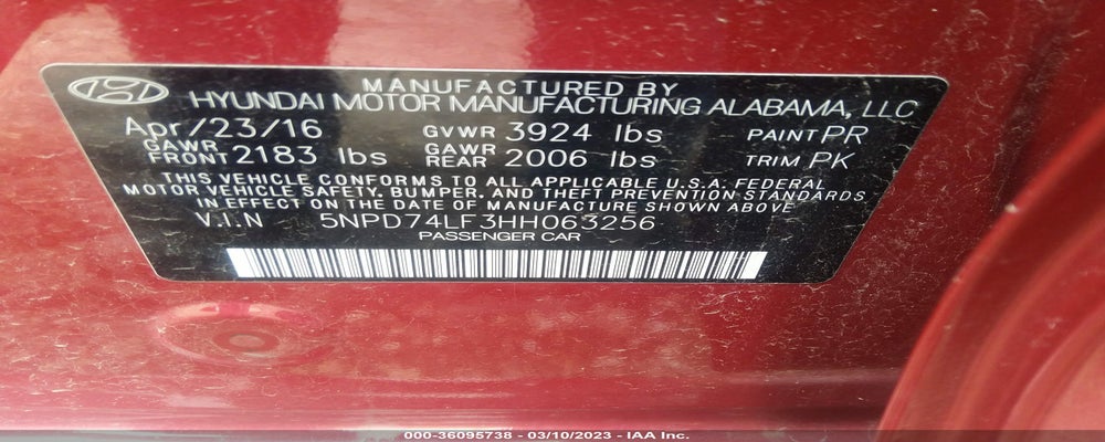 5NPD74LF3HH063256 2017 HYUNDAI ELANTRA photo no. 9