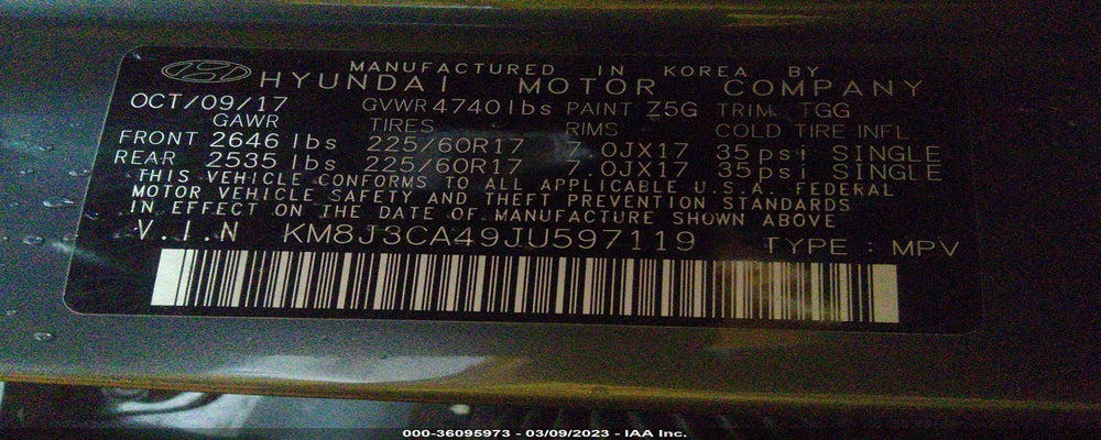 KM8J3CA49JU597119 2018 HYUNDAI TUCSON photo no. 9
