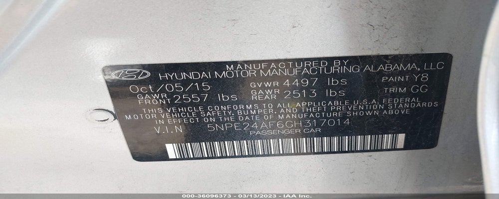 5NPE24AF6GH317014 2016 HYUNDAI SONATA photo no. 9