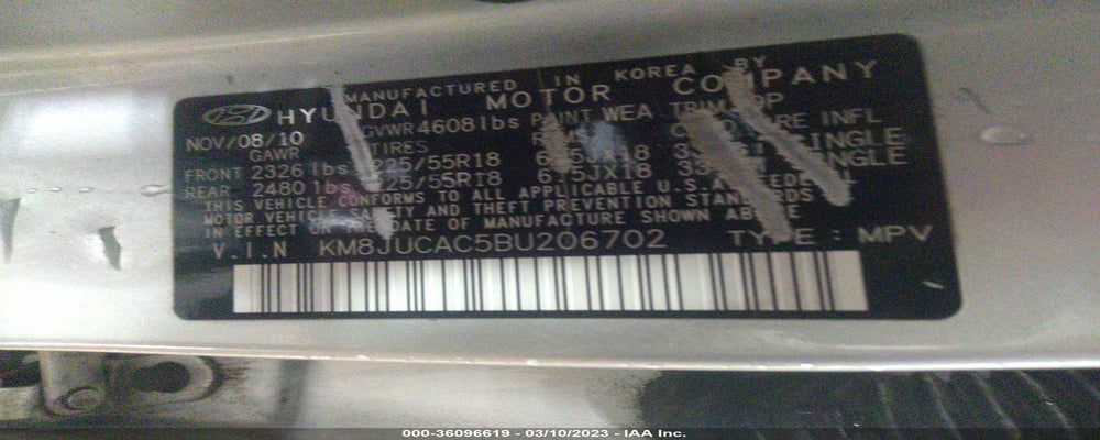 KM8JUCAC5BU206702 2011 HYUNDAI TUCSON photo no. 9