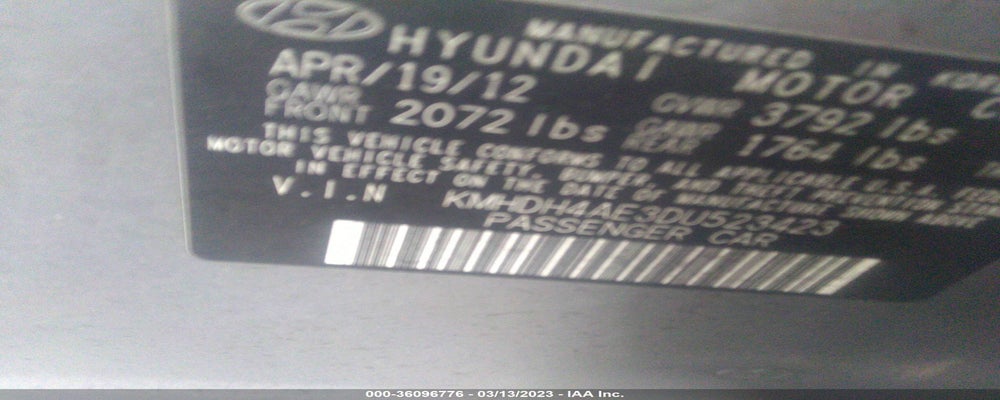 KMHDH4AE3DU523423 2013 HYUNDAI ELANTRA photo no. 9
