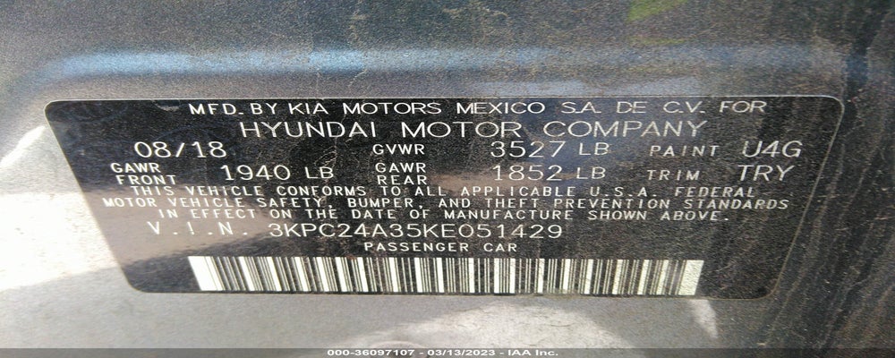 3KPC24A35KE051429 2019 HYUNDAI ACCENT photo no. 9