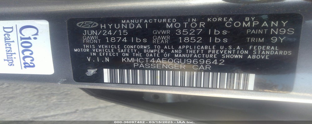 KMHCT4AE0GU969642 2016 HYUNDAI ACCENT photo no. 9