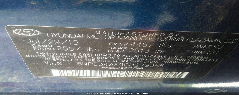 5NPE34AF9GH279386 2016 HYUNDAI SONATA photo no. 9