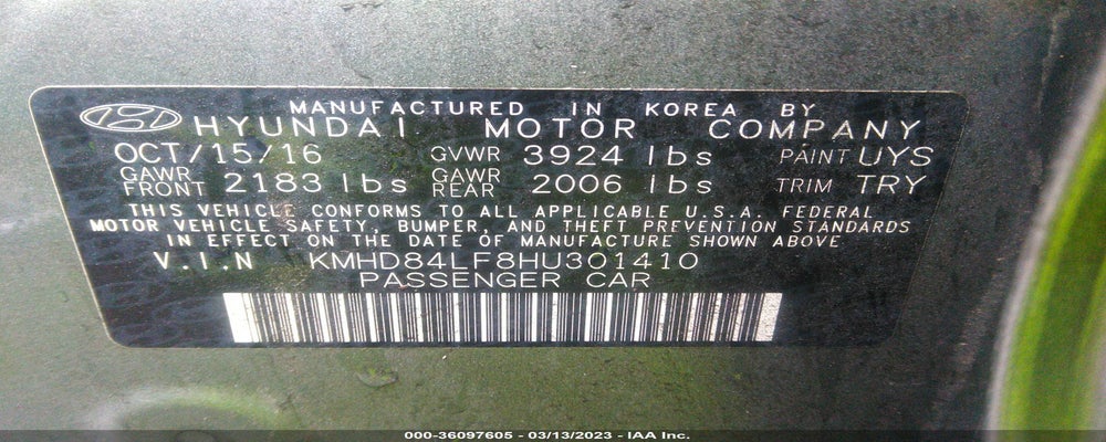 KMHD84LF8HU301410 2017 HYUNDAI ELANTRA photo no. 9